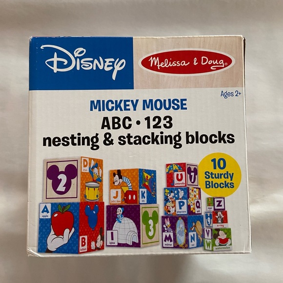 Mellisa & Doug Mickey Mouse ABC 123 Nesting & Stacking Blocks - Picture 1 of 4